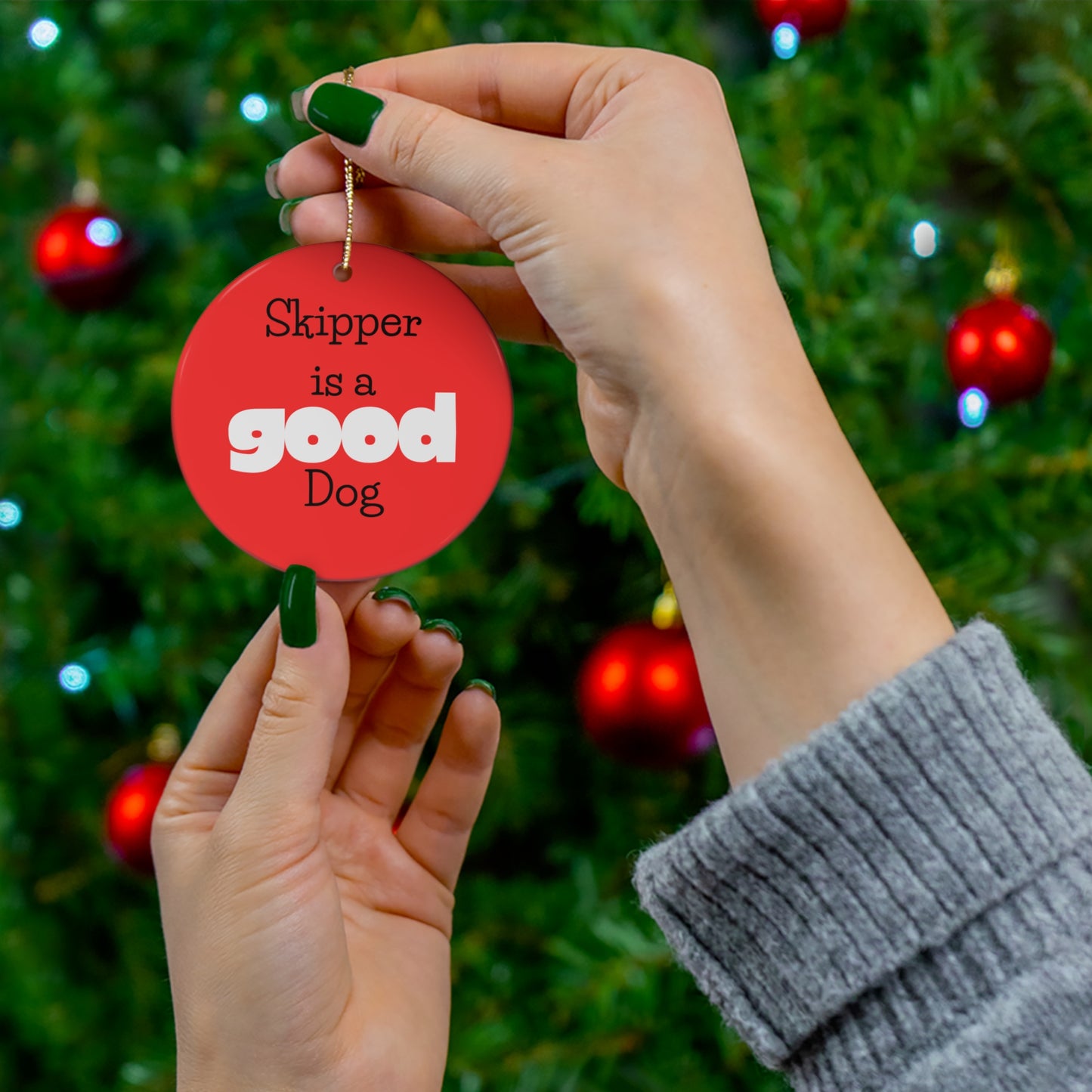 PERSONALIZED 'Good Dog/Bad Dog' 2-sided Ceramic Christmas Ornament