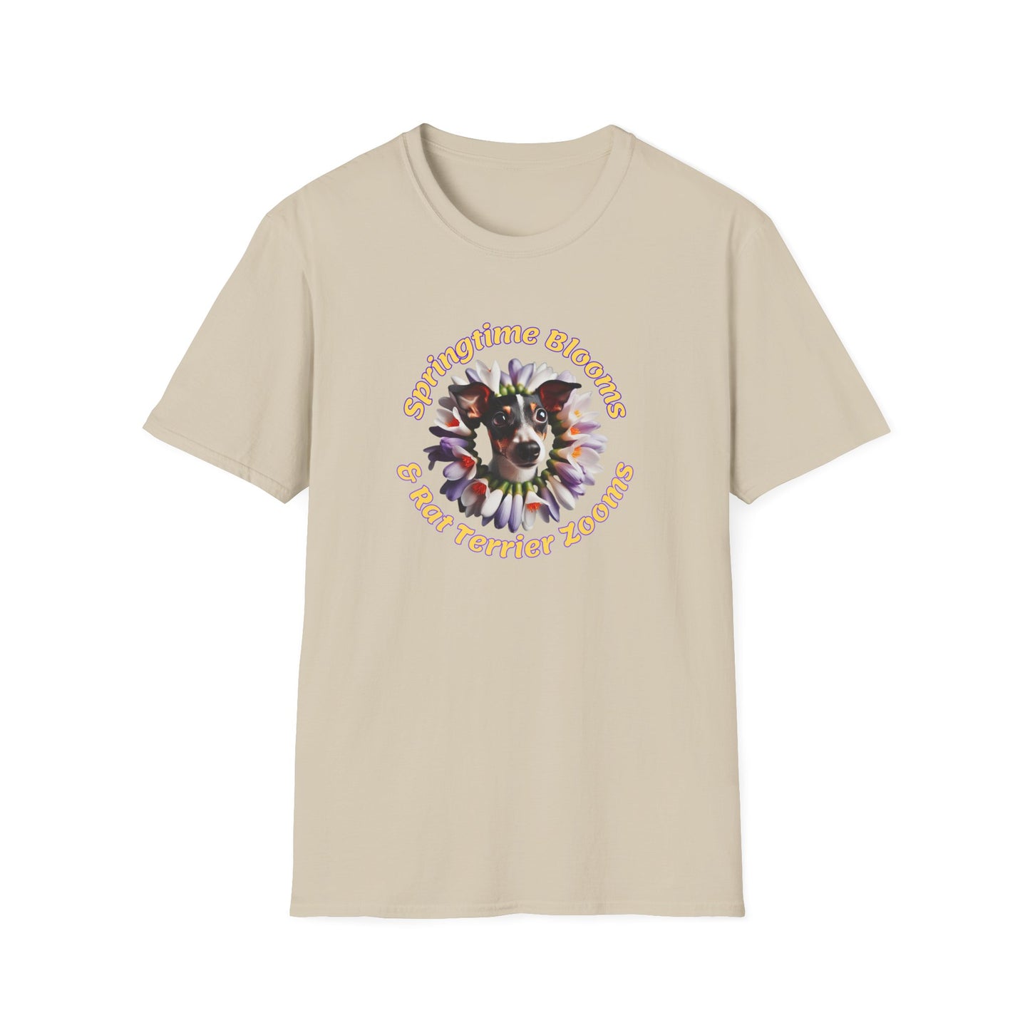 'Springtime Blooms & Rat Terrier Zooms' Unisex Softstyle T-Shirt