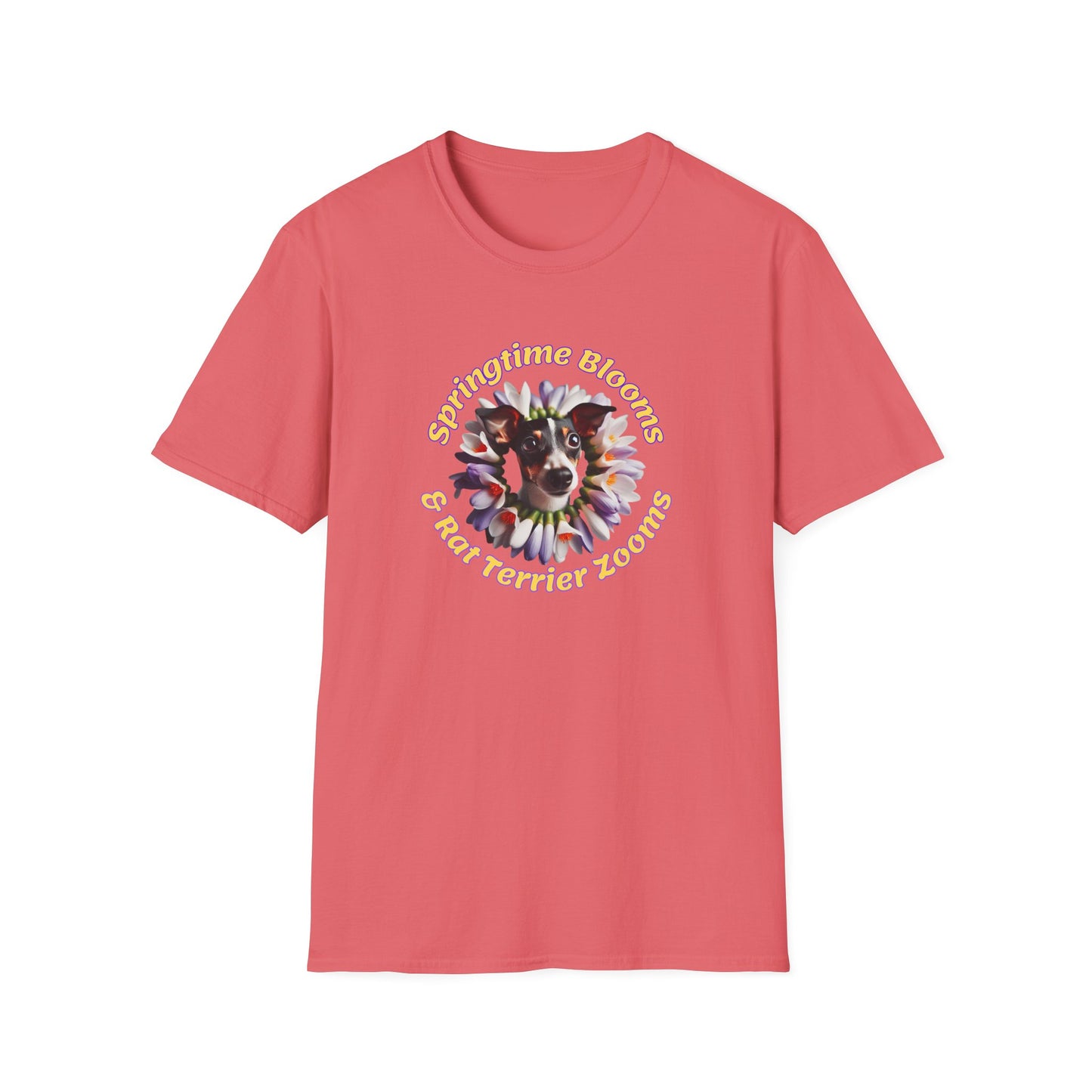 'Springtime Blooms & Rat Terrier Zooms' Unisex Softstyle T-Shirt