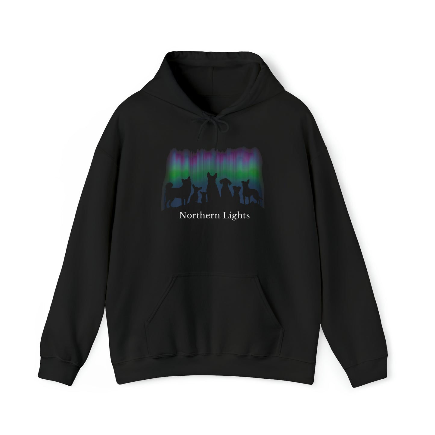 'Dogs Gazing at Northern Lights' Unisex Heavy Blend™ Hooded Sweatshirt