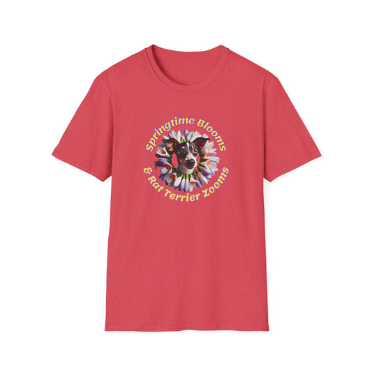 'Springtime Blooms & Rat Terrier Zooms' Unisex Softstyle T-Shirt
